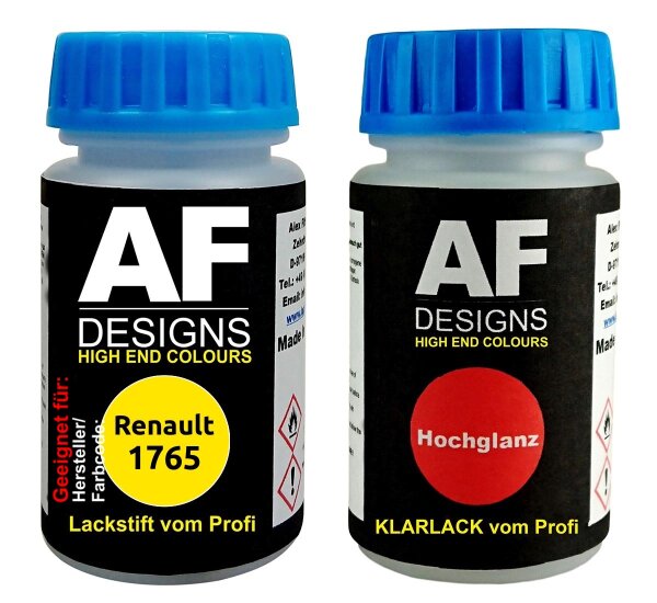Lackstift für Renault 1765 Jaune Us + Klarlack je 50ml Autolack Basislack SET