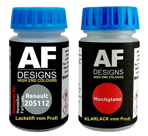Lackstift für Renault 205112 Iceberg Metallic + Klarlack je 50ml Autolack Basislack SET