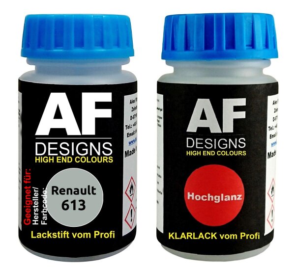 Lackstift für Renault 613 Gris Prefecture + Klarlack je 50ml Autolack Basislack SET