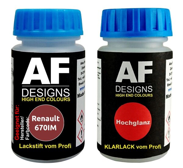 Lackstift für Renault 670IM Rouge Brique + Klarlack je 50ml Autolack Basislack SET