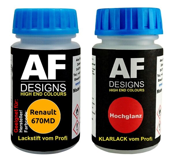 Lackstift für Renault 670MD Jaune Chrome + Klarlack je 50ml Autolack Basislack SET
