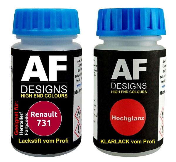 Lackstift für Renault 731 Rouge Andalou + Klarlack je 50ml Autolack Basislack SET