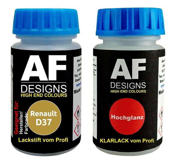 Lackstift für Renault D37 Jaune Automne Metallic + Klarlack je 50ml Autolack Basislack SET