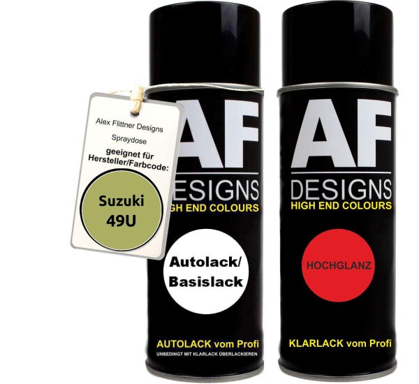 Spraydose für Suzuki 49U Mars Green Metallic Basislack Klarlack Sprühdose 400ml