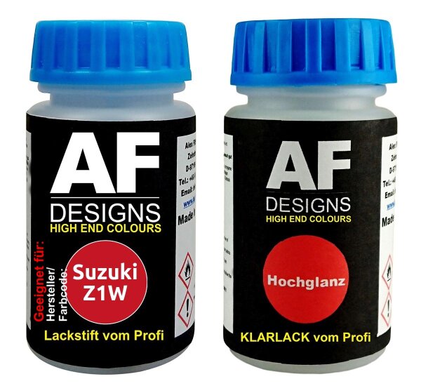 Lackstift für Suzuki Z1W Flash Red + Klarlack je 50ml Autolack Basislack SET