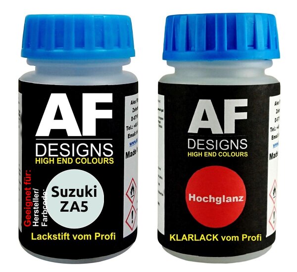 Lackstift für Suzuki ZA5 Pearl White Metallic + Klarlack je 50ml Autolack Basislack SET
