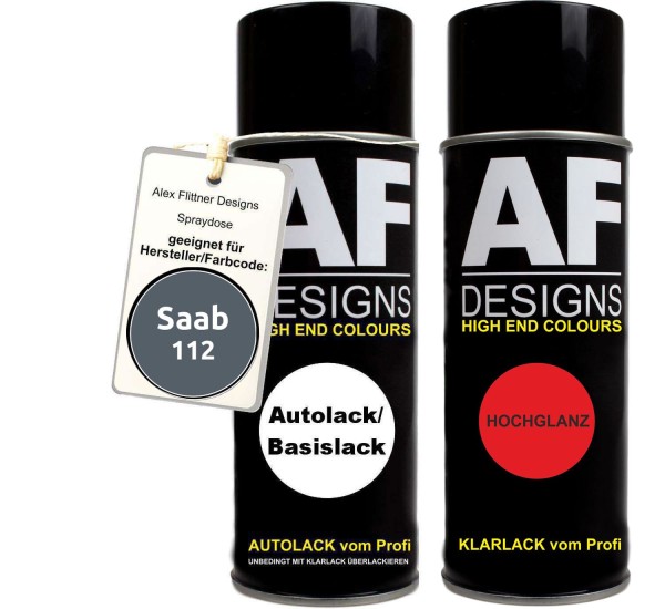 Spraydose für Saab 112 Skifferbla Metallic Basislack Klarlack Sprühdose 400ml