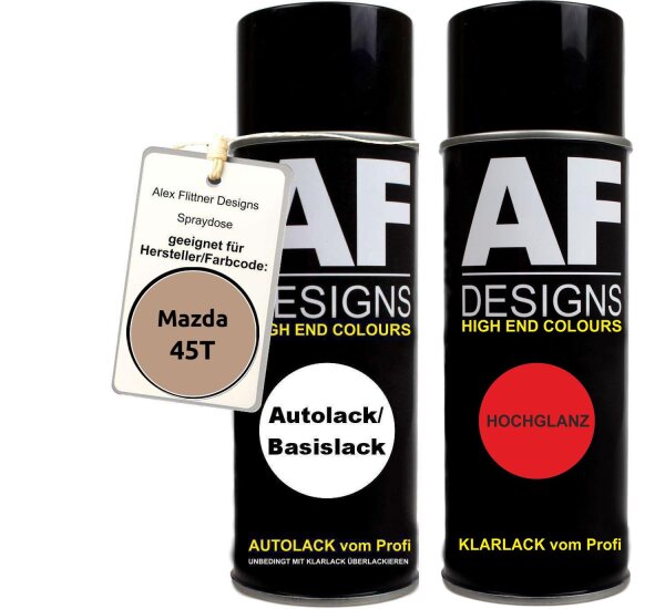 Spraydose für Mazda 45T Chiffon Ivory Metallic Basislack Klarlack Sprühdose 400ml