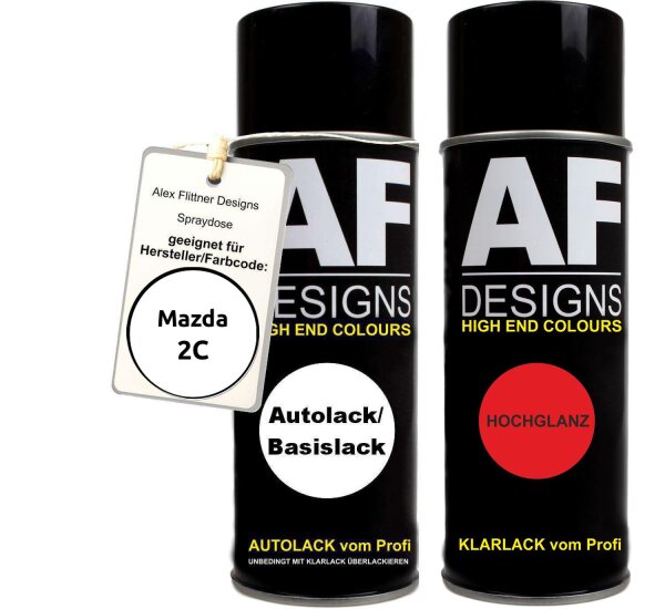 Spraydose für Mazda 2C Diamond White Basislack Klarlack Sprühdose 400ml