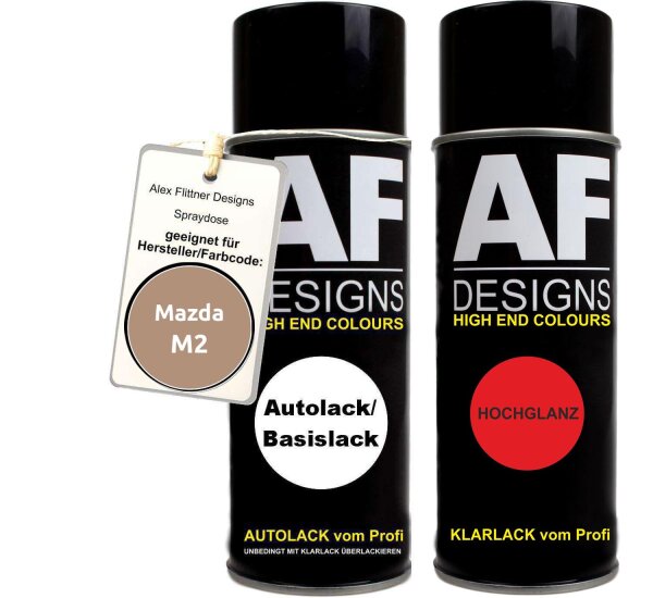 Spraydose für Mazda M2 Placer Gold Metallic Basislack Klarlack Sprühdose 400ml