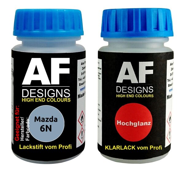 Lackstift für Mazda 6N Current Blue Metallic + Klarlack je 50ml Autolack Basislack SET