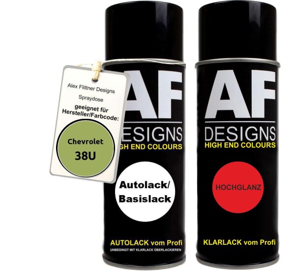 Spraydose für Chevrolet 38U Cyber Green Perl Basislack Klarlack Sprühdose 400ml