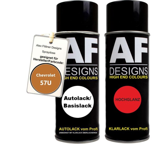 Spraydose für Chevrolet 57U Orange Metallic Basislack Klarlack Sprühdose 400ml