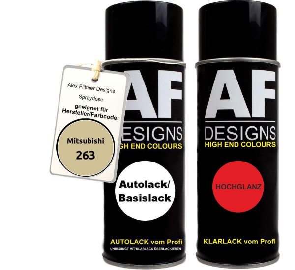 Spraydose für Mitsubishi 263 Beige Basislack Klarlack Sprühdose 400ml