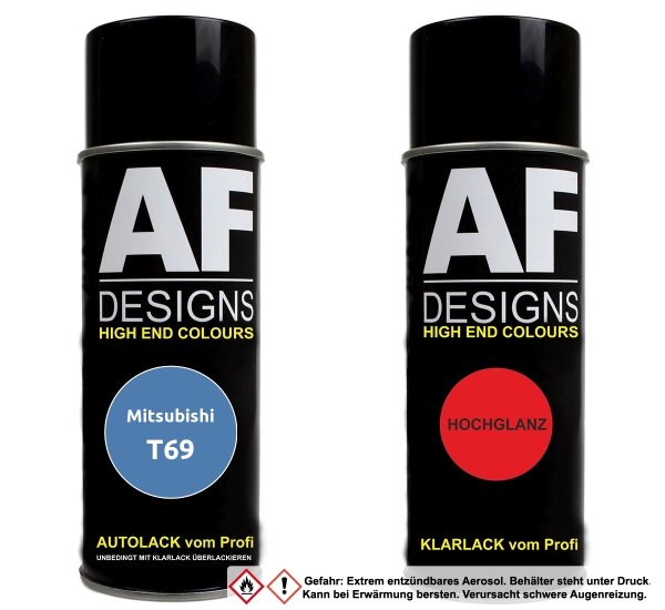 Spraydose für Mitsubishi T69 Medium Blue Metallic Basislack Klarlack Sprühdose 400ml
