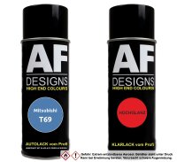 Spraydose für Mitsubishi T69 Medium Blue Metallic Basislack Klarlack Sprühdose 400ml