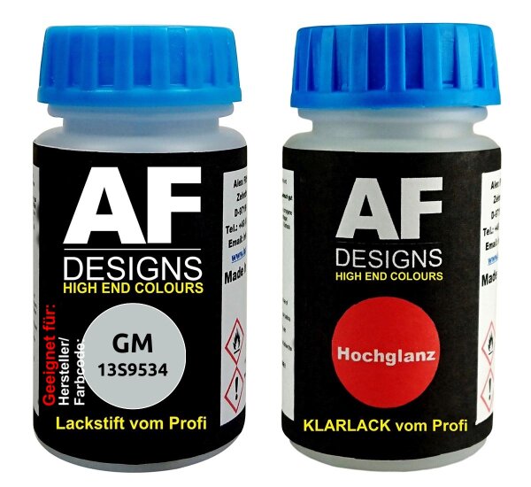 Lackstift für GeneralMotors 13S9534 Silver Metallic + Klarlack je 50ml Autolack Basislack SET