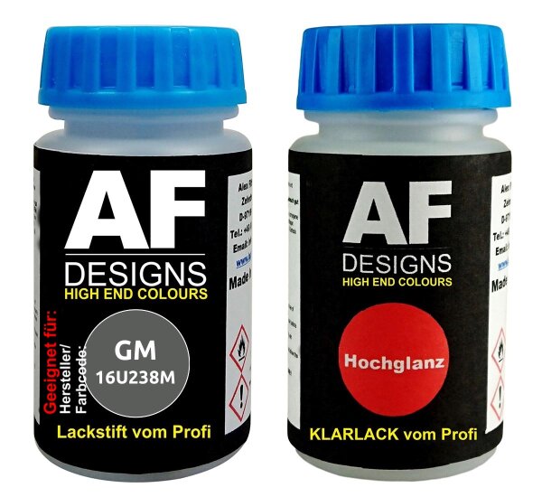 Lackstift für GeneralMotors 16U238M Shadow Grey Metallic + Klarlack je 50ml Autolack Basislack SET