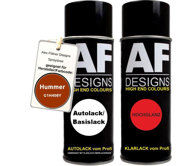 Spraydose für Hummer G1H408Y Orange U Tempted Metallic Basislack Klarlack Sprühdose 400ml
