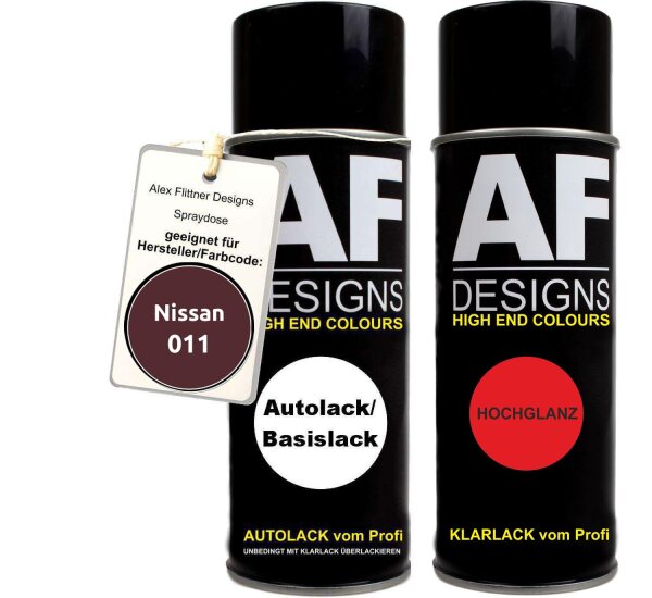 Spraydose für Nissan 011 Dark Wine Metallic Basislack Klarlack Sprühdose 400ml