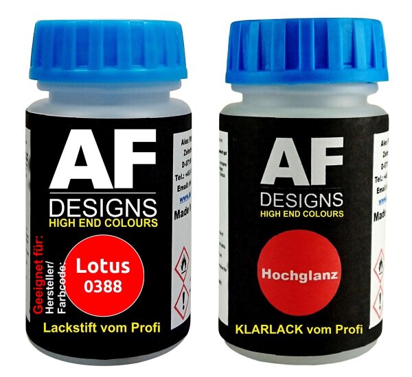 Lackstift für Lotus 0388 Calypso Red + Klarlack je 50ml Autolack Basislack SET
