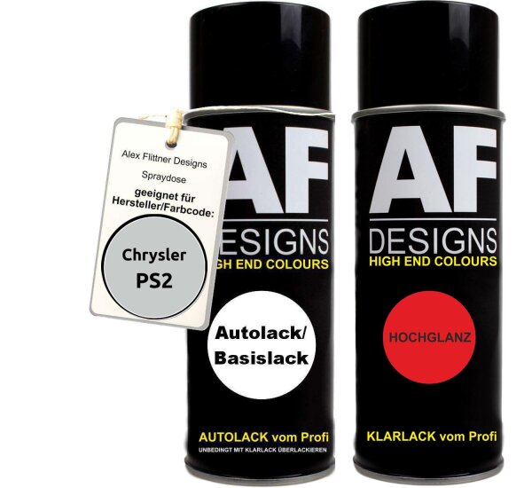 Spraydose für Chrysler PS2 Bright Silver Metallic Basislack Klarlack Sprühdose 400ml