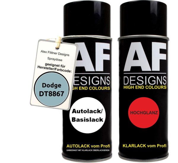 Spraydose für Dodge DT8867 Ice Blue Metallic Basislack Klarlack Sprühdose 400ml