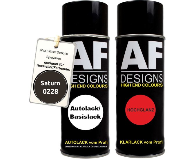 Autolack Spraydose Set für Saturn 0228 Cinza Bluet Metallic Basislack Klarlack Sprühdose 400ml