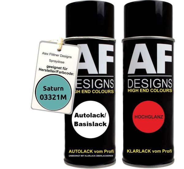 Autolack Spraydose Set für Saturn 03321M Aqua Green Metallic Basislack Klarlack Sprühdose 400ml