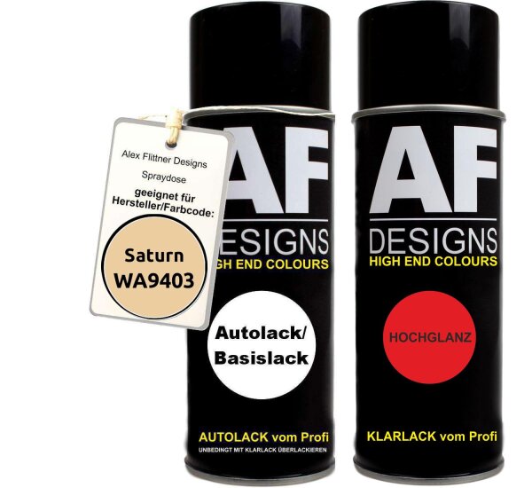 Autolack Spraydose Set für Saturn WA9403 Beige Basislack Klarlack Sprühdose 400ml