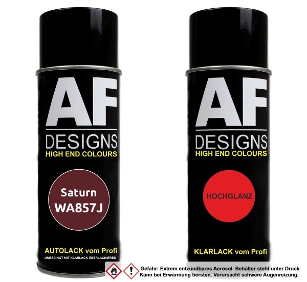 Autolack Spraydose Set für Saturn WA857J Medium Red Pearl Metallic Basislack Klarlack Sprühdose 400ml