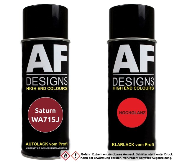 Autolack Spraydose Set für Saturn WA715J Cherry Metallic Basislack Klarlack Sprühdose 400ml