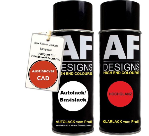Spraydose für Austin Rover CAD Flamenco Red Basislack Klarlack Sprühdose 400ml
