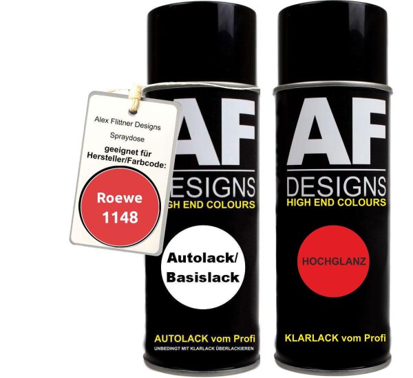 Spraydose für Roewe 1148 Simons New Red Basislack Klarlack Sprühdose 400ml