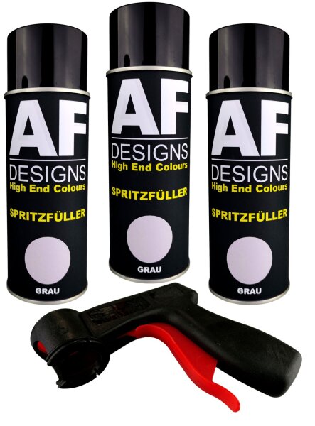 3x Spritzfüller Spritzspachtel Spraydose grau Füller Autolack +Spraydosengriff