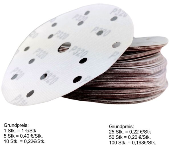 Schleifscheiben Exzenter 150mm Excenter Schleifpapier Klett 1- 100er Pack P40-800